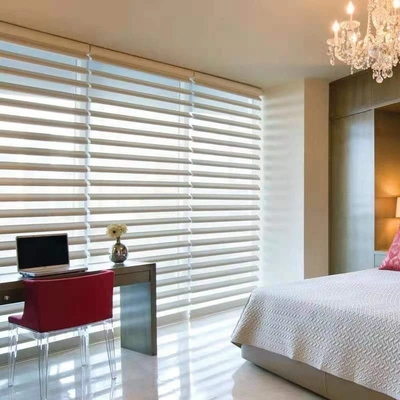Op maat maat horizontale structuur raam Shangrila blind met 24 uur na-verkoopservice