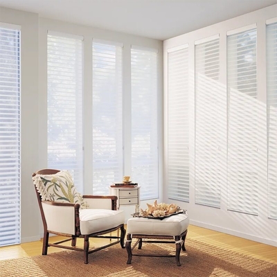 Op maat maat horizontale structuur raam Shangrila blind met 24 uur na-verkoopservice