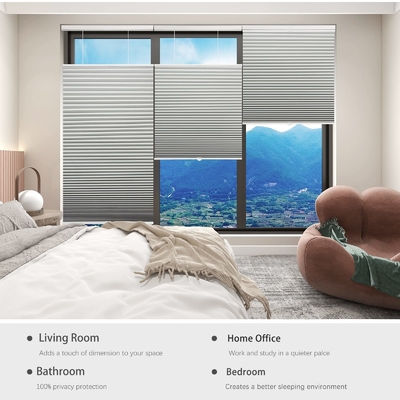 WELLSOURCE Lichtfiltering/Dimout Cellulaire schaduwen Draadloos, van boven naar beneden van beneden naar boven blinds voor ramen, 1,5&quot; Single Cell Plea