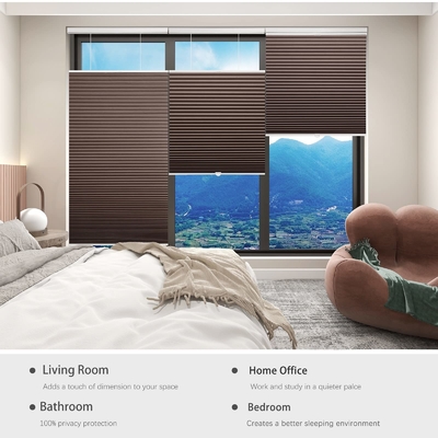 WELLSOURCE Lichtfiltering/Dimout Cellulaire schaduwen Draadloos, van boven naar beneden van beneden naar boven blinds voor ramen, 1,5&quot; Single Cell Plea