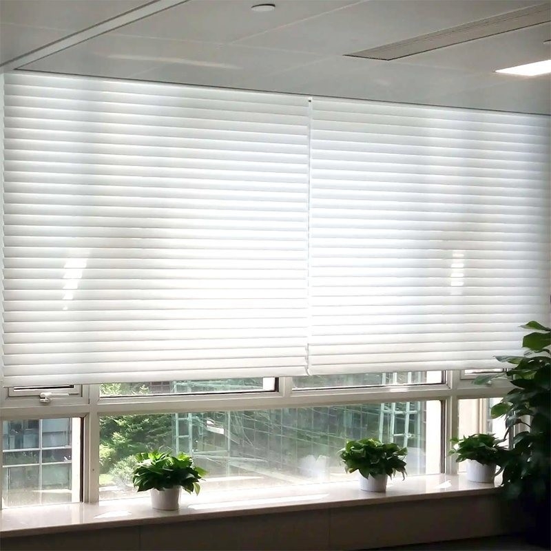 Op maat gemaakte aanvraag Indoor gemotoriseerde Shangrila blinds met 24 uur naverkoopservice